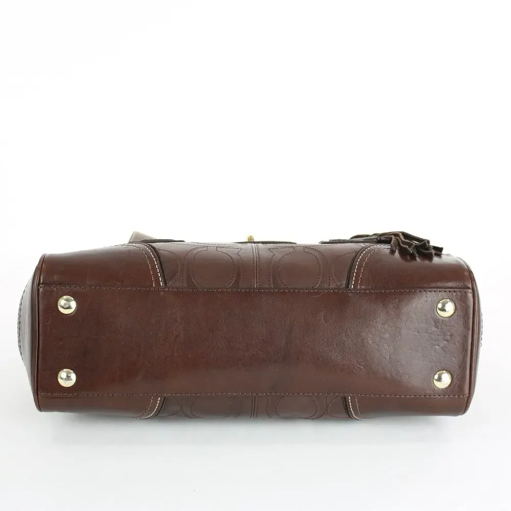 Coach Y2K Hampton Brown Leather Turnlock Top Handle Bag